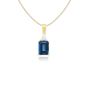 Pandantiv cu Lant Aur 18k Diamante, London Blue Topaz DERUVO