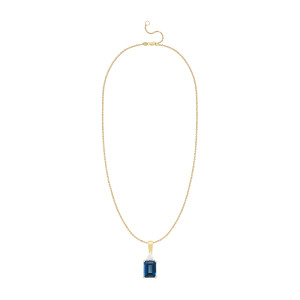 Pandantiv cu Lant Aur 18k Diamante, London Blue Topaz DERUVO