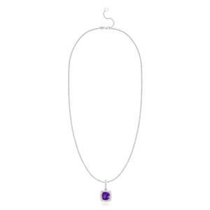 Pandantiv cu Lant Aur 18k Diamante, Ametist DERUVO