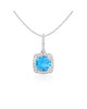 Pandantiv cu Lant Aur 18k Diamante, Topaz Albastru DERUVO Pandantiv cu Lant Aur 18k Diamante, Topaz Albastru DERUVO