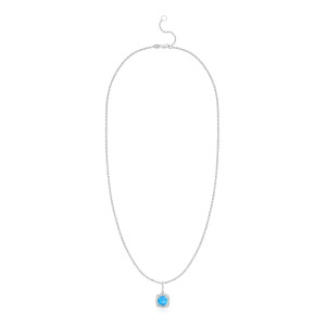 Pandantiv cu Lant Aur 18k Diamante, Topaz Albastru DERUVO