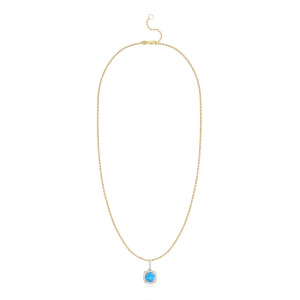 Pandantiv cu Lant Aur 18k Diamante, Topaz Albastru DERUVO
