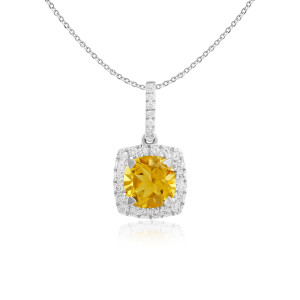 Pandantiv cu Lant Aur 18k Diamante, Citrin DERUVO
