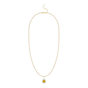 Pandantiv cu Lant Aur 18k Diamante, Citrin DERUVO
