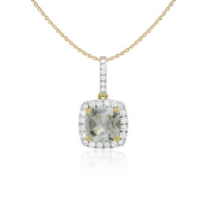 Pandantiv cu Lant Aur 18k Diamante, Ametist Verde DERUVO