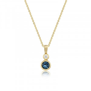 Pandantiv cu lant Aur 18k Diamante, London Blue Topaz DERUVO