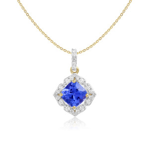 Pandantiv cu Lant Aur 18k Diamante, Tanzanit DERUVO