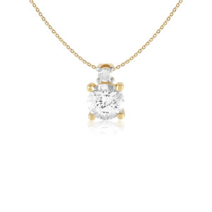 Pandantiv cu Lant Aur 18k Diamant, Safir Alb DERUVO
