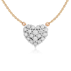 Pandantiv Inima cu Lant Aur 18k Diamante BLANCO'S