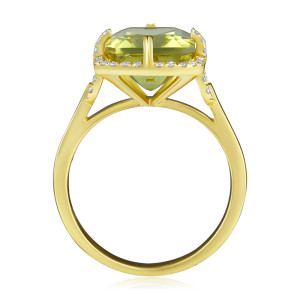 Inel Aur 18k Diamante,Lemon Quartz DERUVO
