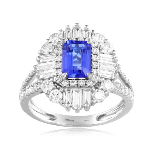 Inel Aur 18k Diamante,Tanzanit DERUVO