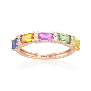 Inel Aur 18k Diamante, Safire Multicolore DERUVO