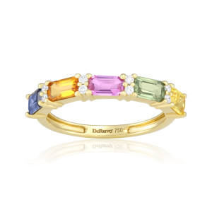 Inel Aur 18k Diamante, Safire Multicolore DERUVO