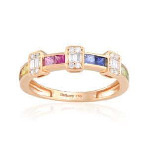 Inel Aur 18k Diamante, Safire Multicolore DERUVO