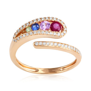 Inel Aur 18k Diamante,  Safire Multicolore, Rubine DERUVO