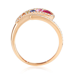 Inel Aur 18k Diamante,  Safire Multicolore, Rubine DERUVO