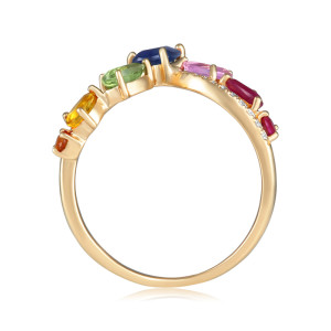 Inel Aur 18k Diamante,  Safire Multicolore, Rubine DERUVO