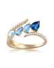 Inel Aur 18k Diamante, Topaz Albastru, London Blue Topaz DERUVO