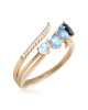 Inel Aur 18k Diamante, Topaz Albastru, London Blue Topaz DERUVO