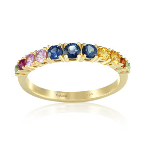 Inel Semi Eternity Aur 18k  Safire Multicolore, Rubire DERUVO