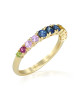 Inel Semi Eternity Aur 18k  Safire Multicolore, Rubire DERUVO