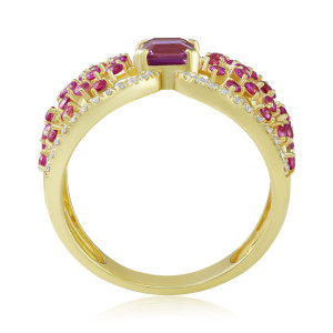 Inel Aur 18k Diamante, Safir Roz DERUVO