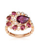 Inel Aur 18k Diamante, Turmaline Roz, Rodolit DERUVO