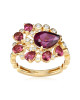 Inel Aur 18k Diamante, Turmaline Roz, Rodolit DERUVO