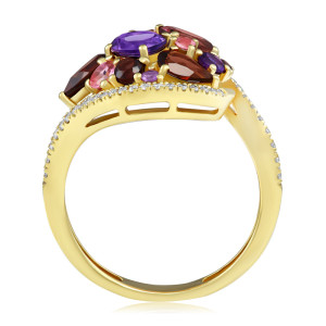 Inel Aur 18k Diamante, Ametist,Granat,Turmalina Roz DERUVO