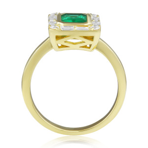 Inel Aur 18k Diamante, Smarald DERUVO