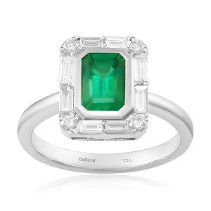 Inel Aur 18k Diamante, Smarald DERUVO 