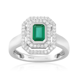 Inel Aur 18k Diamante, Smarald DERUVO