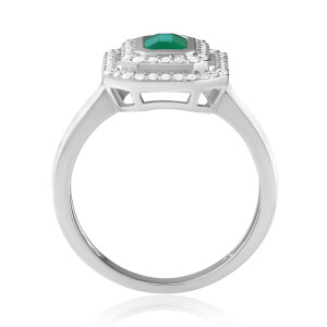Inel Aur 18k Diamante, Smarald DERUVO