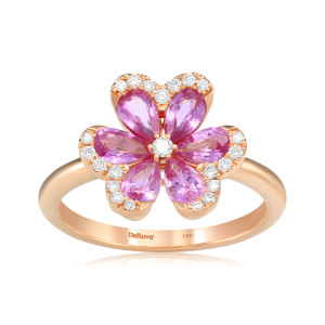 Inel Aur 18k Diamante, Safire Roz DERUVO