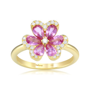 Inel Aur 18k Diamante, Safire Roz DERUVO