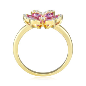 Inel Aur 18k Diamante, Safire Roz DERUVO