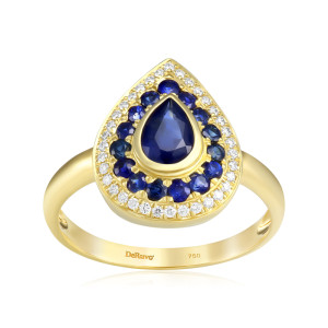 Inel Aur 18k Diamante, Safire DERUVO