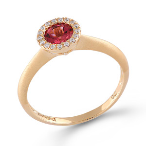 Inel Aur 18k Diamante, Turmalina Roz DERUVO 53