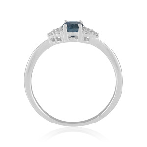 Inel Aur 18k Diamante, London Blue Topaz DERUVO