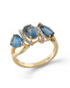 Inel Aur 18k Diamante, London Blue Topaz DERUVO