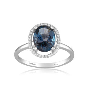 Inel Aur 18k Diamante, London Blue Topaz DERUVO