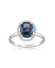 Inel Aur 18k Diamante, London Blue Topaz DERUVO