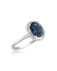 Inel Aur 18k Diamante, London Blue Topaz DERUVO