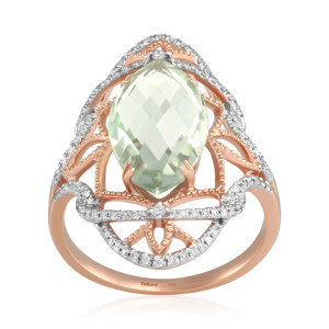 Inel Aur 18k Diamante, Ametist Verde  DERUVO 