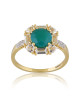 Inel Aur 18k Diamante, Agat Verde, Quartz Alb DERUVO