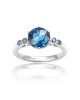Inel Aur 18k Diamante Albastre, London Blue Topaz DERUVO