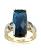 Inel Aur 18k Diamante, London Blue Topaz DERUVO