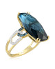 Inel Aur 18k Diamante, London Blue Topaz DERUVO