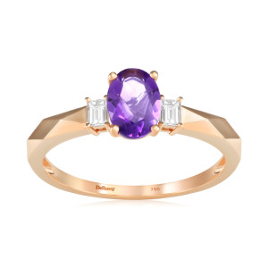 Inel Aur 18k Diamante, Ametist DERUVO