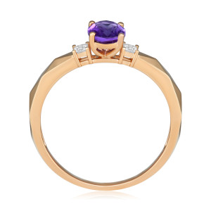 Inel Aur 18k Diamante, Ametist DERUVO